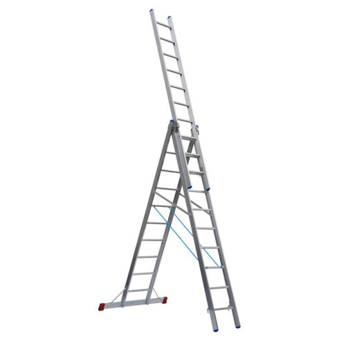 Mehrzweckleiter Industrieausführung 3-teilig, 41/47/53 cm breit mit Aussteifungsstreben an den Leiternteilen