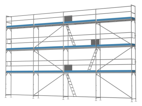 Traufseitengerüst 96 m² - 3,0 m Felder - 12 m lang - 8 m Arbeitshöhe